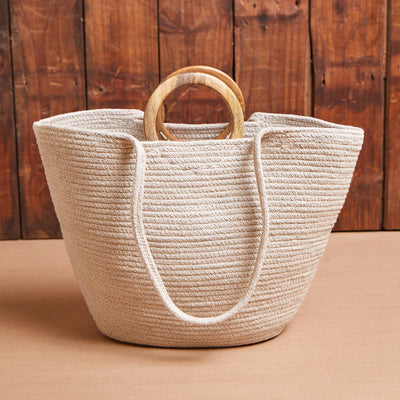 Hand Woven Natural Tote Ivory