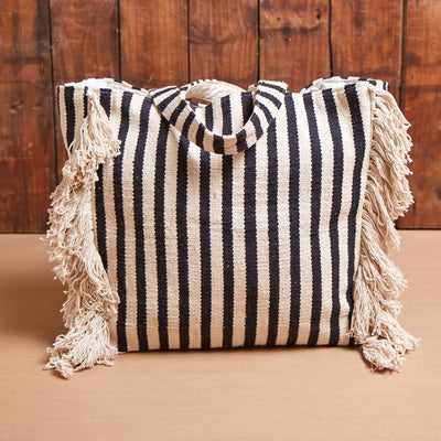 Hand Woven Stripe Tote Pelican - Kingsley Heath UK