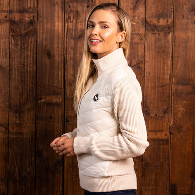 Sutherland Quilted Zip Thru Knit Ivory