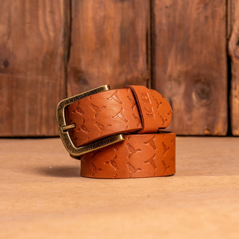 Kingsley Heath Skull Repeat Belt Tan/Brass