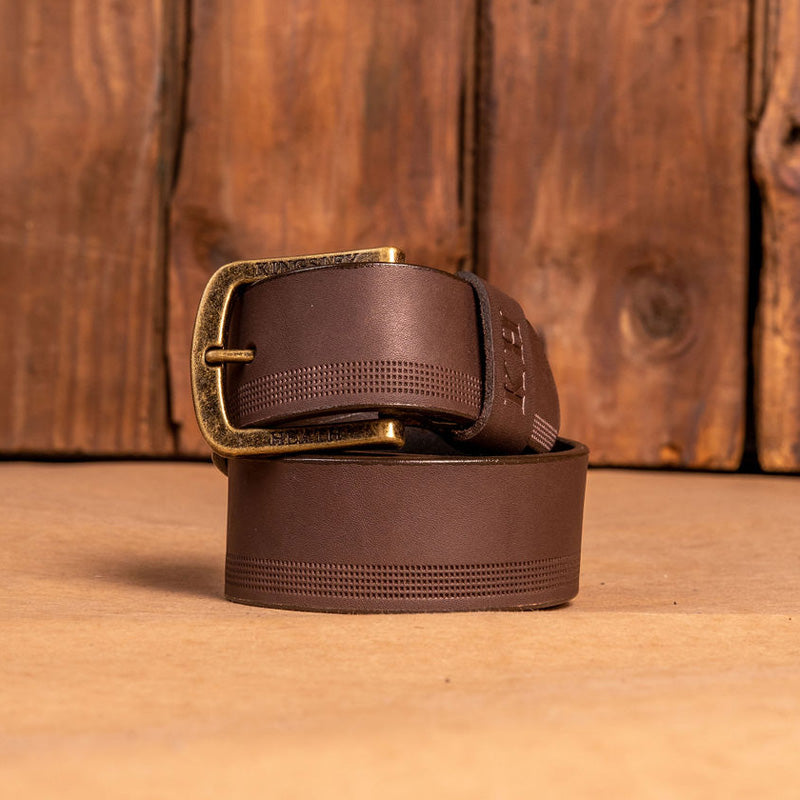 Kingsley Heath Striped Edge Belt Buffalo/Brass