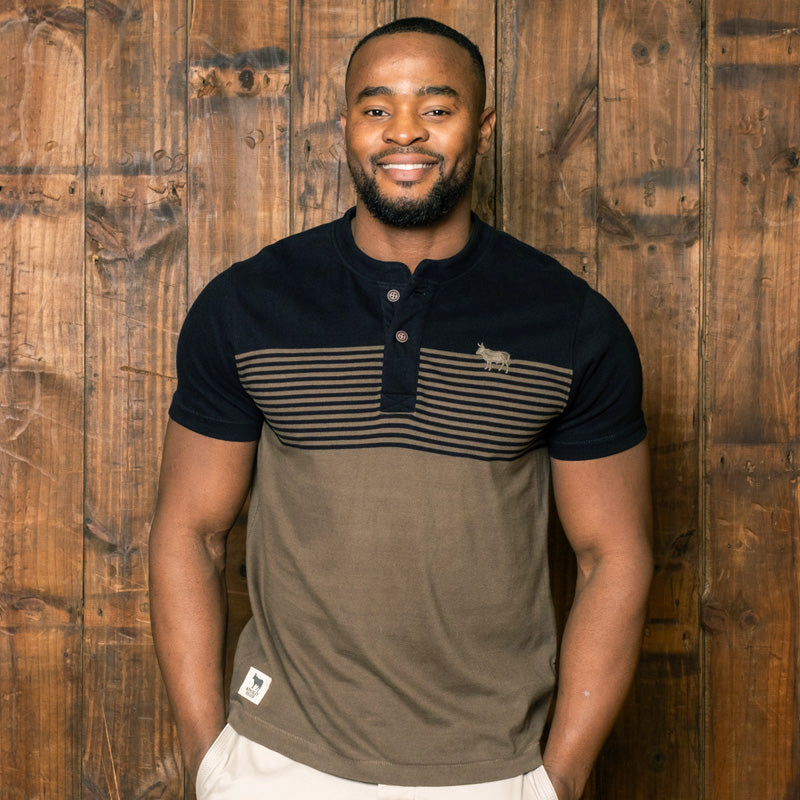 Classic Colour Block Striped Henley Midnight