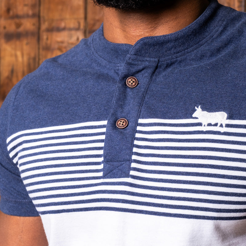 Classic Colour Block Striped Henley Monarch