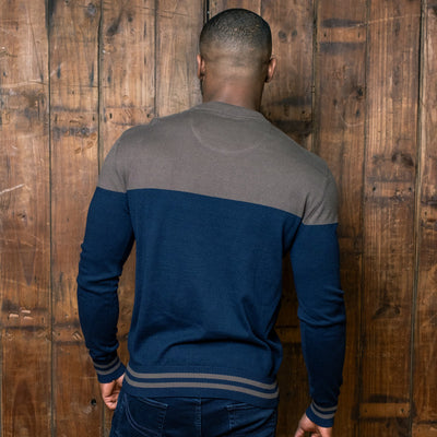 Abingdon Colourblock Cashmere-Blend Pullover Knit Midnight