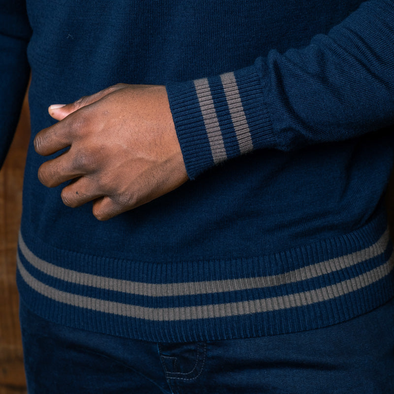 Abingdon Colourblock Cashmere-Blend Pullover Knit Midnight