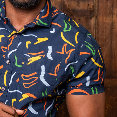 Funky Nguni Short Sleeve Shirt Midnight