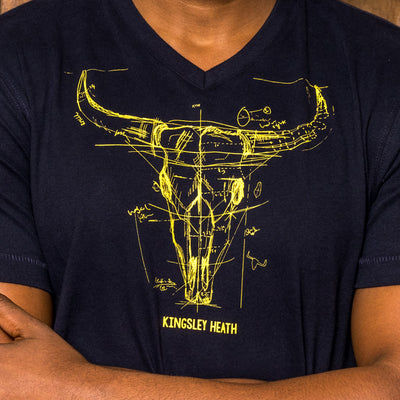 Engineered Nguni Skull V-Neck Tee Midnight