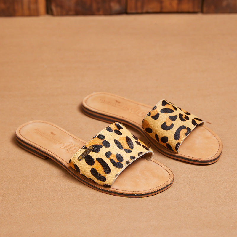 Kingsley Heath Mule Sandal Leopard/Brass/Tan