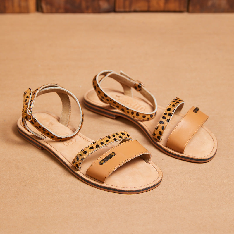 Kingsley Heath Strappy Sandal Cheetah/Tan/Brass/Tan