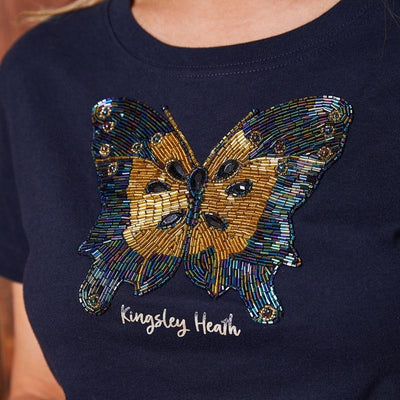 Kingsley Heath Luxe Butterfly Crew Tee Midnight