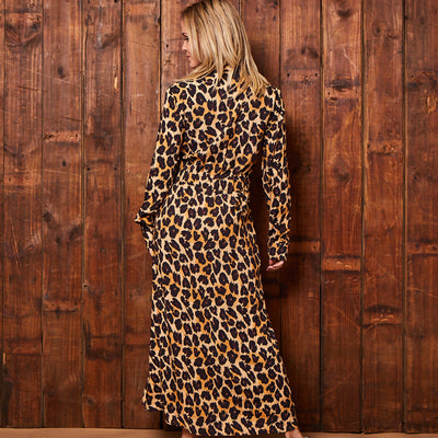 Luxe Leopard Shirt Dress Sand