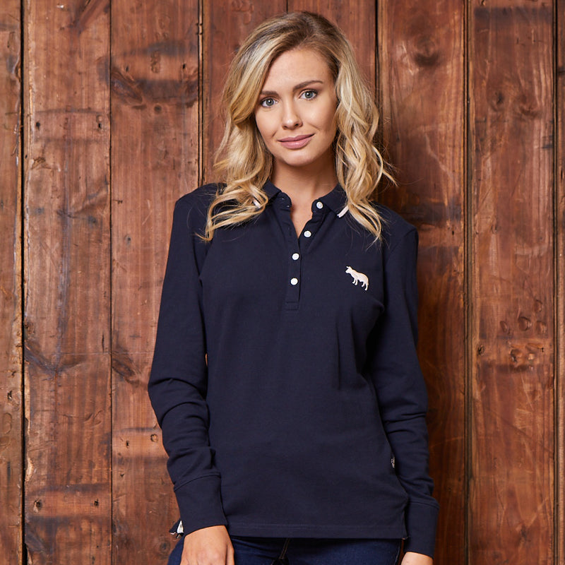 Classic Longsleeve Tipped Polo Midnight