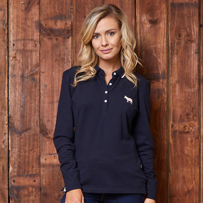 Classic Longsleeve Tipped Polo Midnight