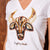 Beaded Luxe Skull Slim V-Neck Tee Pelican