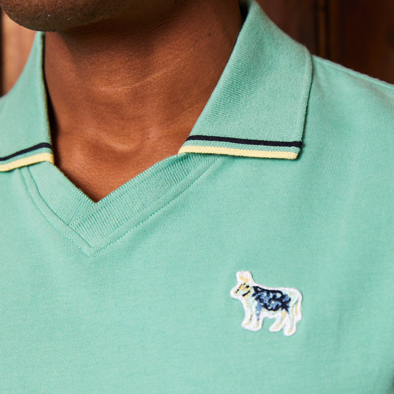 Pop-Art Badge V-Neck SJ Polo Mint