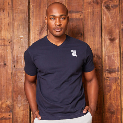 Mirror Nguni Badge V-Neck Tee Midnight