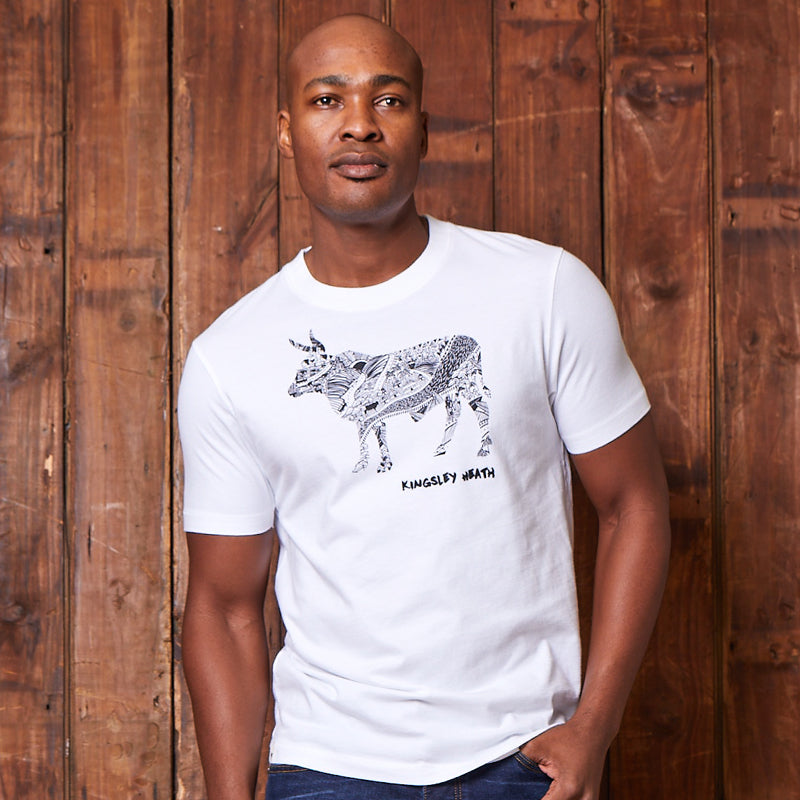 Afrika Doodle Nguni Crew Tee Pelican