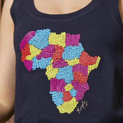 Summer Beaded Africa Tank Midnight